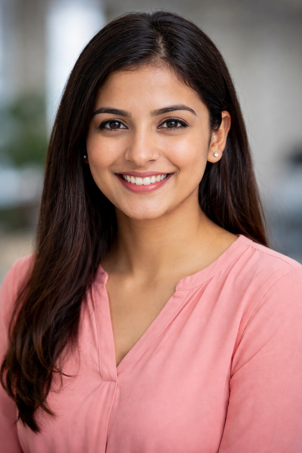 warm smile and soft elegance